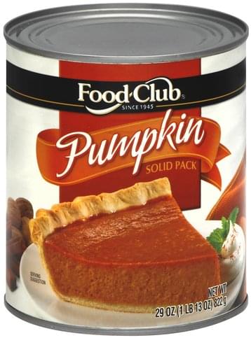 Food Club Solid Pack Pumpkin - 29 oz