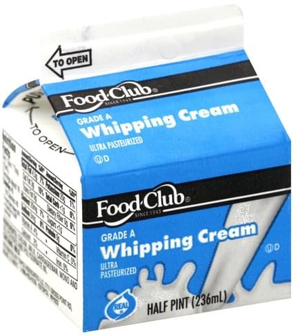 Food Club Whipping Cream - 0.5 pt