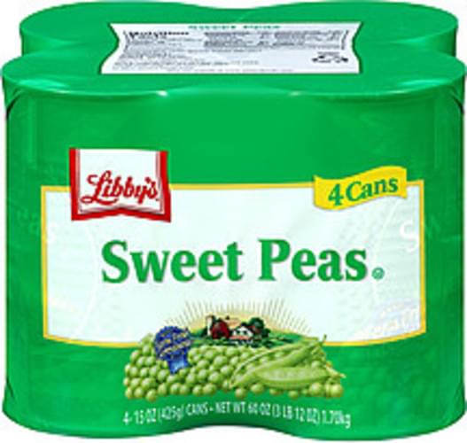 Libby's Sweet 15 Oz Peas 4 pkg, Nutrition Information Innit