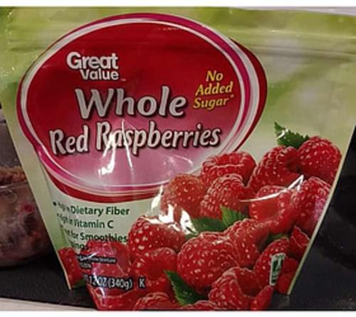Great Value Whole Red Raspberries - 140 g