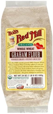 Bobs Red Mill Organic, Whole Wheat Graham Flour - 24 oz