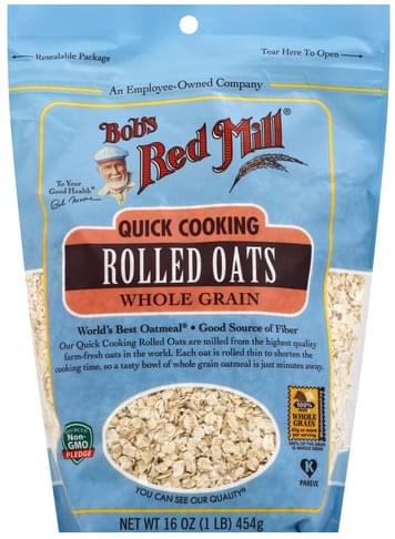 Bobs Red Mill Whole Grain, Quick Cooking Rolled Oats - 16 oz
