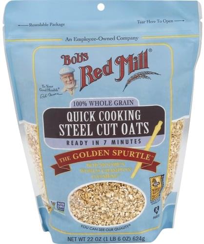 Bobs Red Mill Quick Cooking, 100% Whole Grain Steel Cut Oats - 22 oz