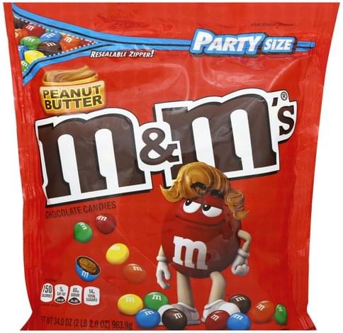M&M's Peanut Butter Chocolate Candies Party Size 34 Oz