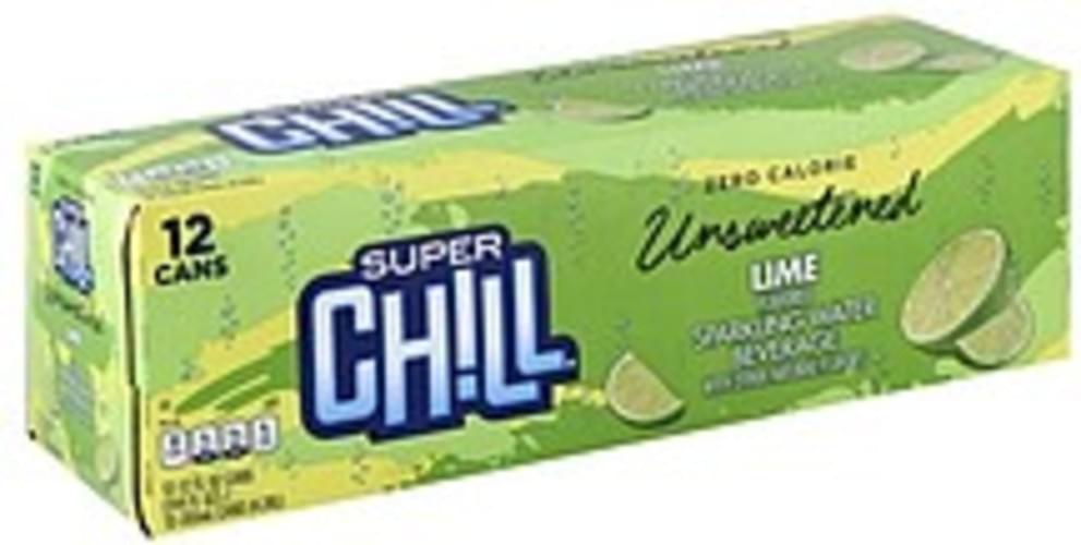 Super Chill Unsweetened, Lime Flavored Sparkling Water Beverage 12 ea, Nutrition Information
