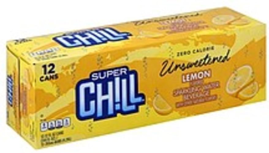Super Chill Unsweetened, Lemon Flavored Sparkling Water Beverage 12 ea, Nutrition Information