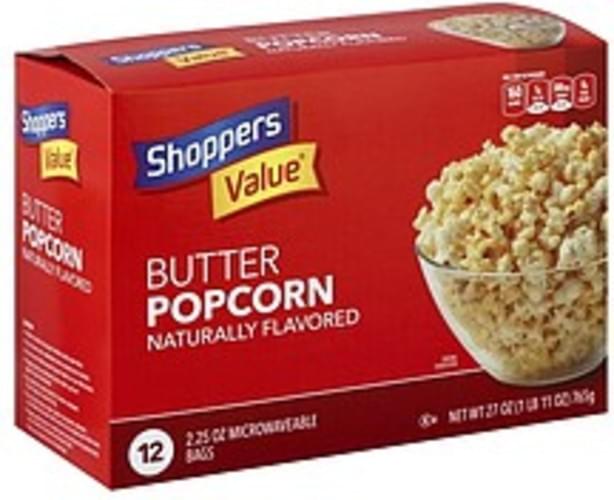 Shoppers Value Butter Microwave Popcorn 12 ea, Nutrition Information