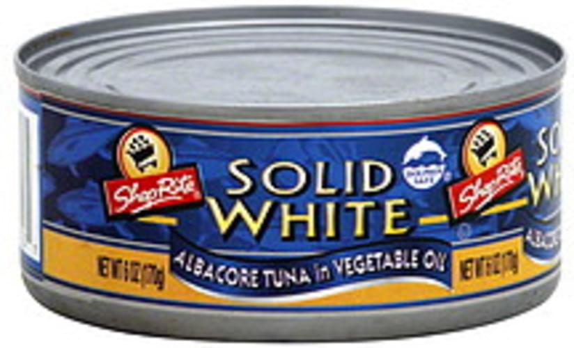 ShopRite Albacore, Solid White in Vegetable Oil Tuna 6 oz, Nutrition