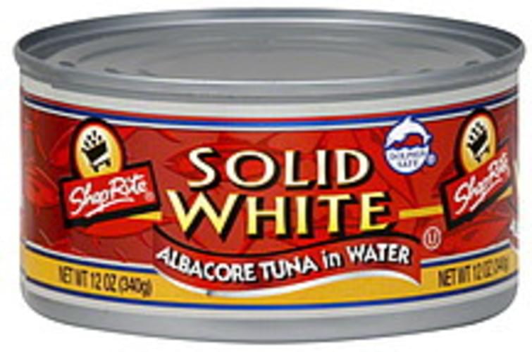 ShopRite Albacore, Solid White, in Water Tuna 12 oz, Nutrition Information Innit