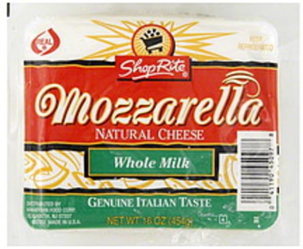 ShopRite Natural Mozzarella, Whole Milk Cheese 16 oz, Nutrition