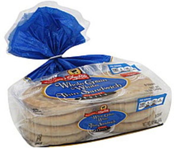 ShopRite Thin Sandwich, Whole Grain, White, PreSliced Rolls 8 ea