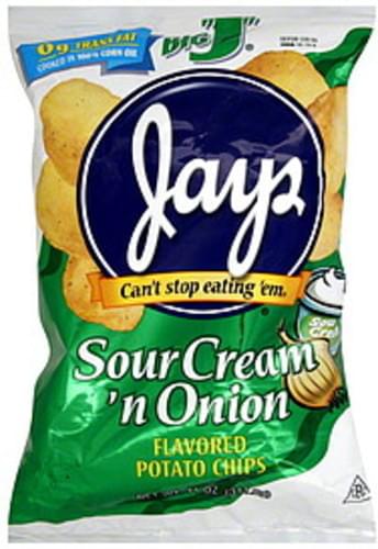 Jays Sour Cream 'N Onion Flavored Potato Chips - 11 oz, Nutrition ...