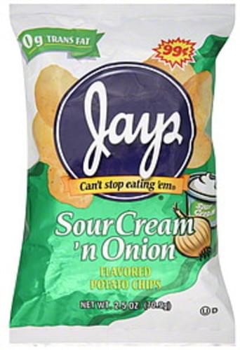 Jays Sour Cream 'n Onion Flavored Potato Chips - 2.5 oz, Nutrition ...