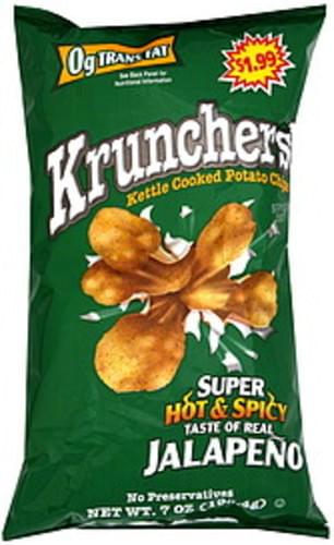 Krunchers Jalapeno Kettle Cooked Potato Chips 7 Oz Nutrition Information Innit