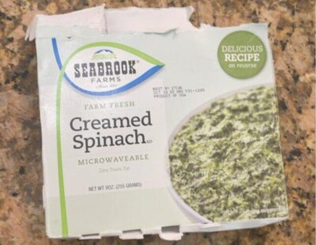 Seabrook Creamed Spinach 9 oz, Nutrition Information Innit