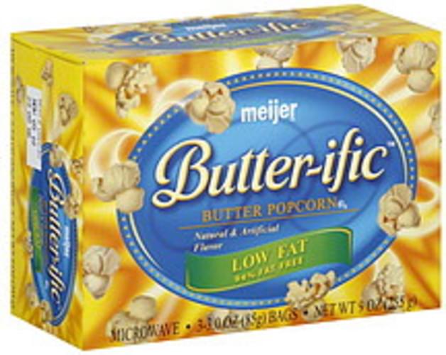 Meijer Butter, Low Fat Microwave Popcorn 3 ea, Nutrition Information