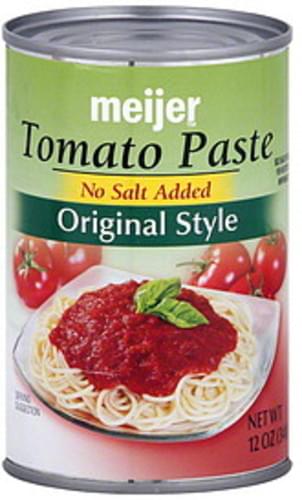Meijer Original Style, No Salt Added Tomato Paste - 12 oz