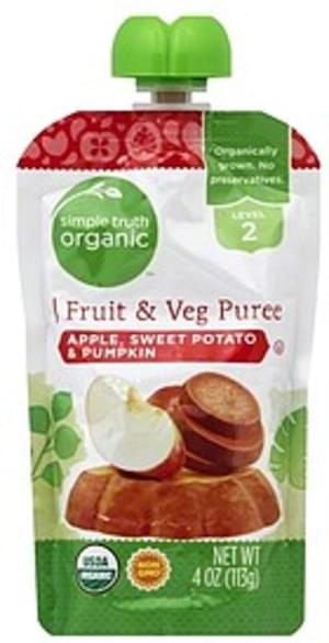 Simple Truth Organic Apple, Sweet Potato & Pumpkin, Level 2 Fruit & Veg Puree - 4 oz