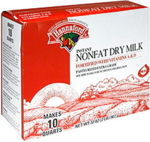 Hannaford Non Fat Dry Milk, Instant Nonfat Dry Milk 32 oz, Nutrition