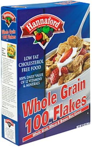 Hannaford Whole Grain 100 Flakes, Whole Grain Wheat & Brown Rice Cereal Cereal - 12 oz