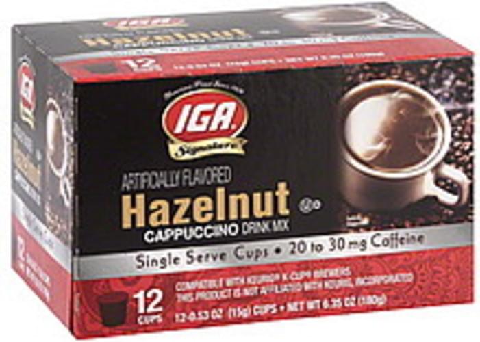 IGA Hazelnut, Single Serve Cups Cappuccino Drink Mix 12 ea, Nutrition