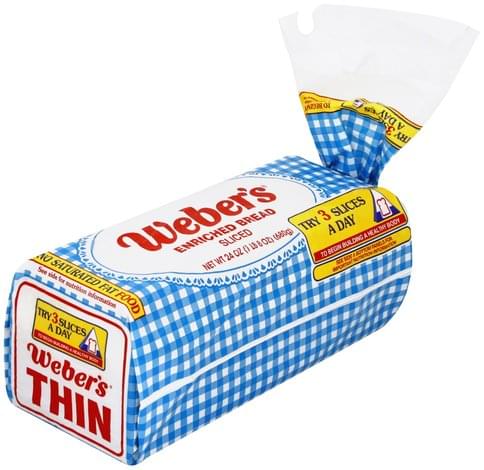 Webers Thin, Sliced, Enriched Bread - 24 oz, Nutrition Information | Innit