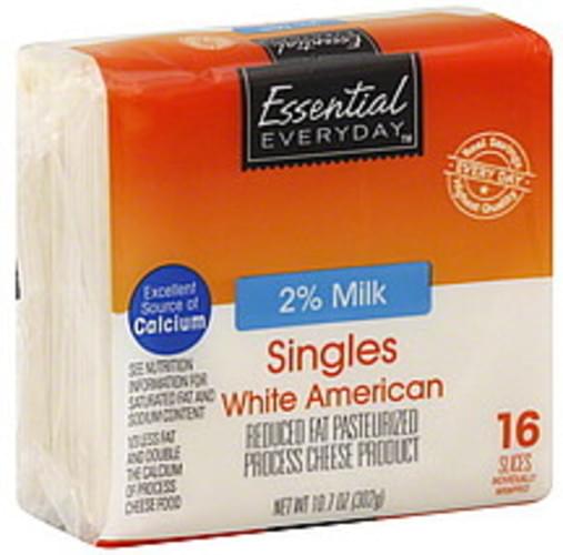 Essential Everyday Pasteurized Process, Reduced Fat, Singles, White