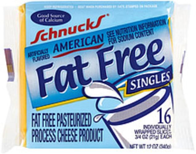 Schnucks American Fat Free 16 Ct Cheese Slices 12 oz, Nutrition Information Innit