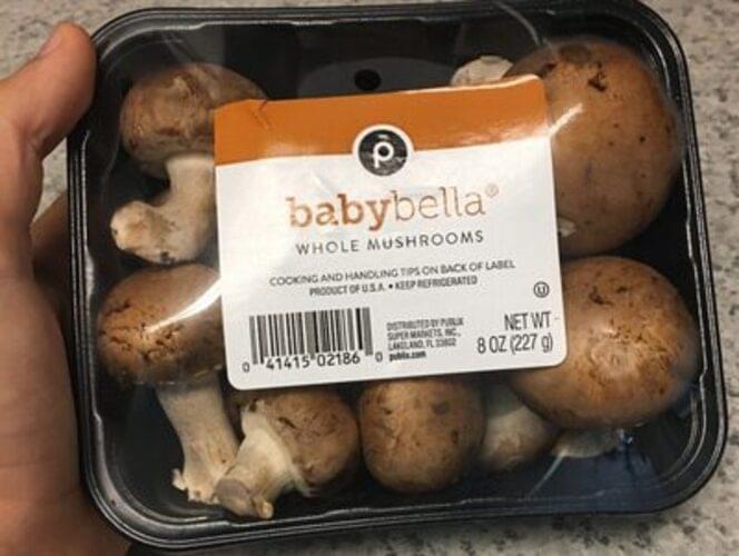 Publix baby bella whole mushrooms 84 g, Nutrition Information Innit