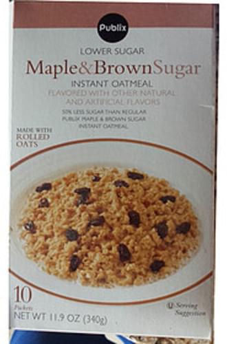 Publix Maple & Brown Sugar Instant Oatmeal - 34 g