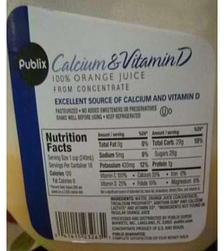 Publix Calcium & Vitamin D Orange Juice - 240 ml
