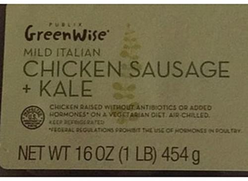 Publix GreenWise Market Mild Italian Chicken Sausage + Kale - 70 g