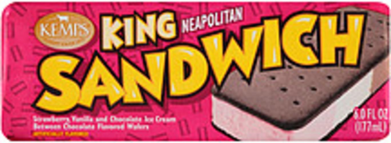 Kemps King Neapolitan Ice Cream Sandwich 6 oz, Nutrition Information