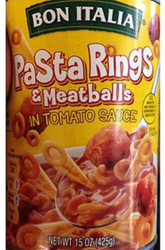 Bon Italia Pasta Rings & Meatballs in Tomato Sauce - 252 g