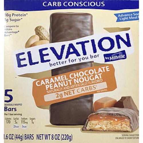 Elevation Caramel Chocolate Peanut Nougat Bar - 44 g