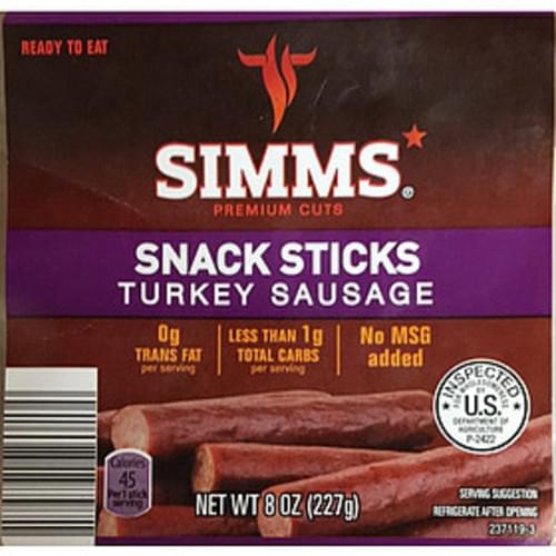 Simms Turkey Sausage Snack Sticks 16 g, Nutrition Information Innit