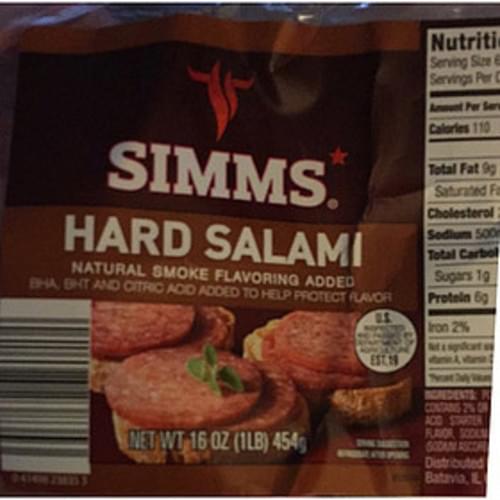 Simms Hard Salami 28 g, Nutrition Information Innit