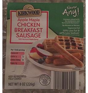 Kirkwood Apple Maple Chicken Breakfast Sausage - 32 g, Nutrition