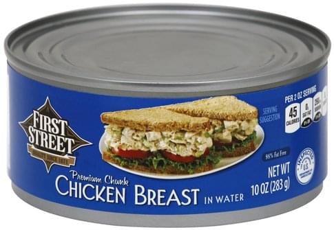 First Street Premium Chunk, in Water Chicken Breast - 10 oz