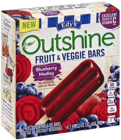 Edys Blueberry Medley Fruit & Veggie Bars - 6 ea