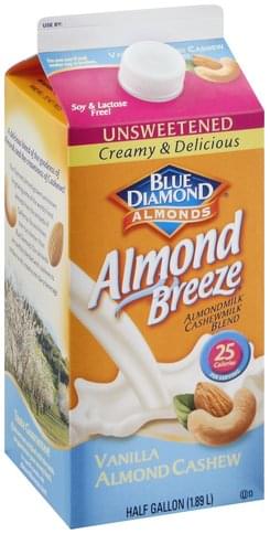 Blue Diamond Unsweetened, Vanilla Almond Cashew Almondmilk Cashewmilk Blend - 0.5 gl
