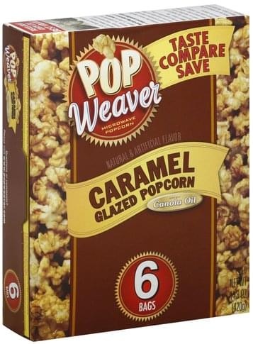 Pop Weaver Microwave, Caramel Glazed Popcorn - 8 ea, Nutrition