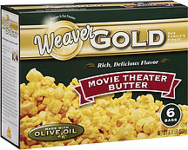 Weaver Gold Movie Theater Butter 1.11 Lb Microwave Popcorn 6