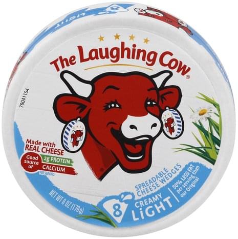 The Laughing Cow Spreadable, Creamy Light Cheese Wedges - 8 ea