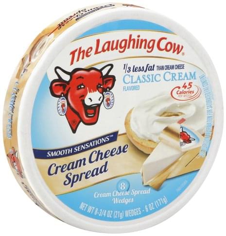 The Laughing Cow Classic Cream Flavored, Wedges Cream Cheese Spread - 8 ea