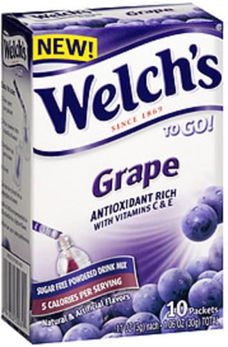 Welch's To Go! Grape Sugar Free Powdered Drink Mix - 30 g