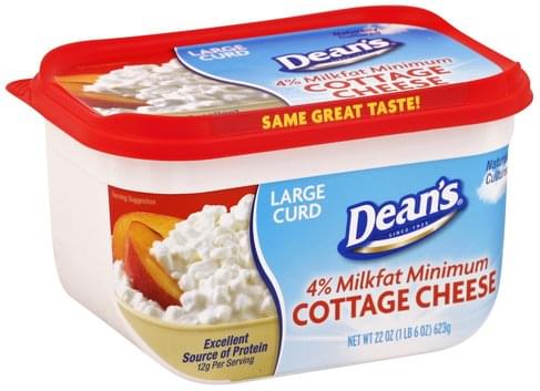 Deans Large Curd 4 Milkfat Minimum Cottage Cheese 22 Oz