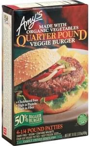 Amys Veggie Burger Soy Veggie, Quarter Pound
