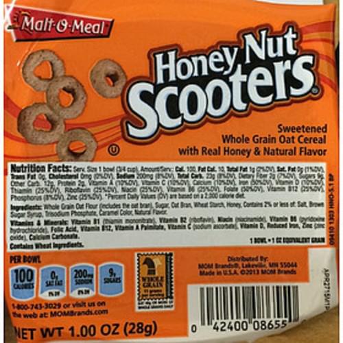 Malt o meal Honey Nut Scooters Oat Cereal Scooters 0 G Nutrition Information Innit Malt o meal Honey Nut Scooters Oat Cereal Scooters 0 G Nutrition Information Innit