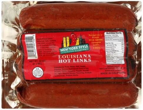 New York Style Sausage Louisiana Hot Links - 32 oz, Nutrition Information